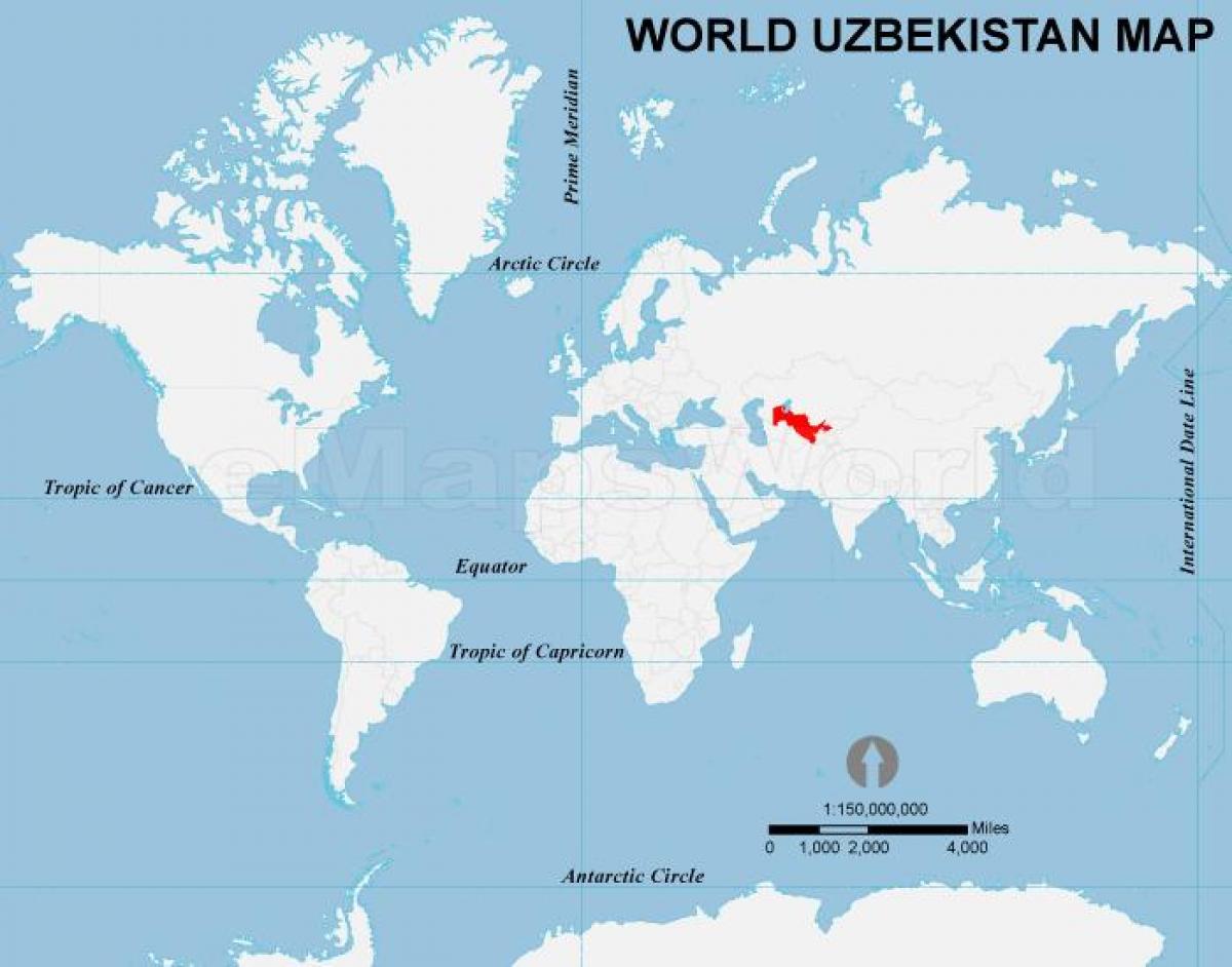 Ouzbékistan emplacement sur la carte du monde