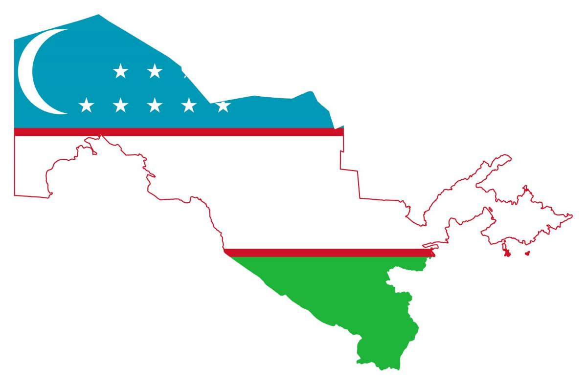 carte de drapeau de l'Ouzbékistan 