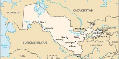 Carte des villes de l'Ouzbékistan
